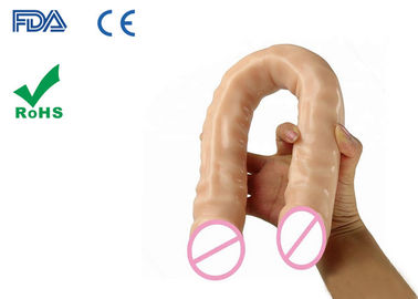 17.3" Lifelike Double Ended U-Shape PVC Dildo Long Dongs For Lesbians' Climax